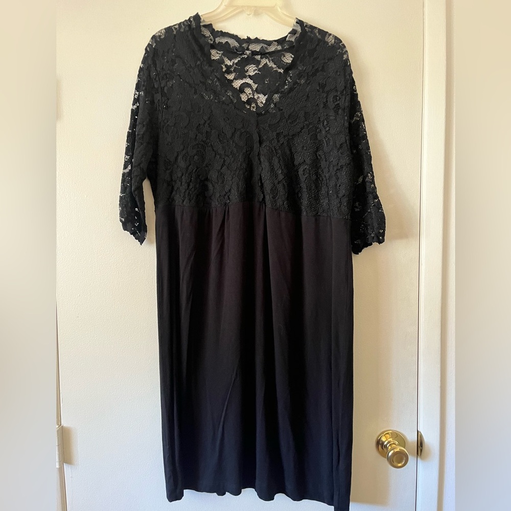 Black Lace Jersey Dress